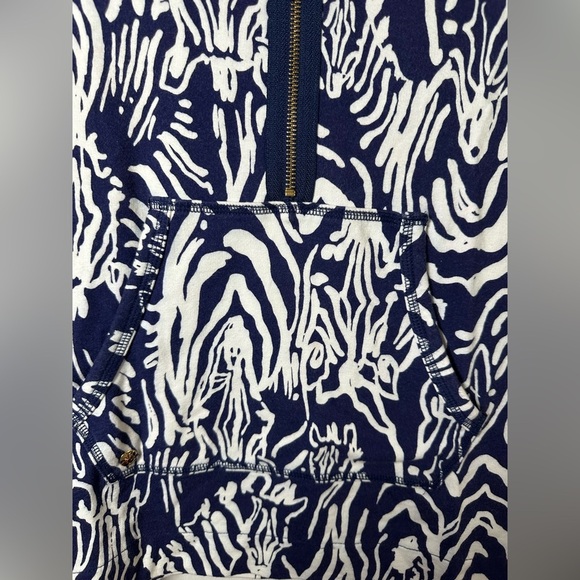 Lilly Pulitzer Skipper Popover Navy Blue White Zebra Print XS - Picture 7 of 12